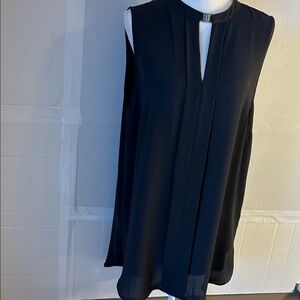 H&M Womens Collared Sleeveless Black Business Casual Tunic Blouse. Sz 14